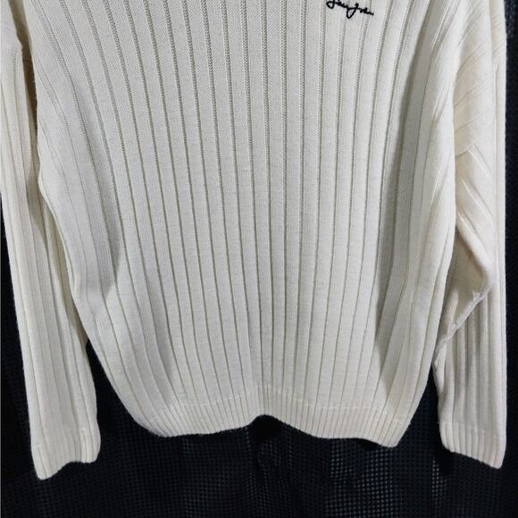 SEAN JOHN! LUXE VANILLA CREAM RIBBED KNIT OVERSIZED CREW NECK SWEATER! SZ XL - Picture 4 of 9